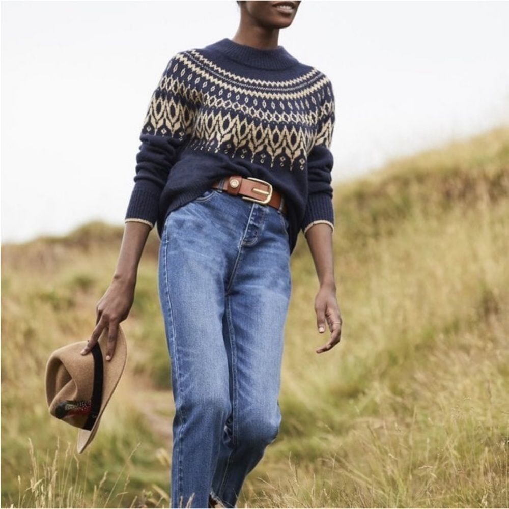 Joules Elvie Fairisle Crew Neck Holiday Sweater